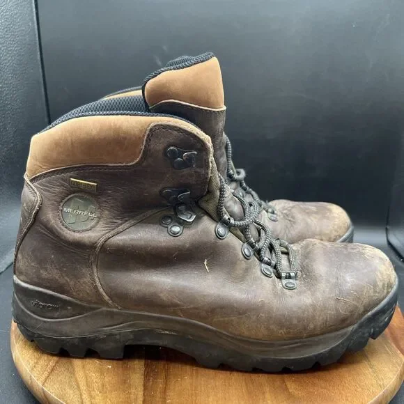 Merrell Men’s Size 9 Ridge Gore-Tex II Dark Brown Leather Boots Vibram Goretex - Picture 3 of 8